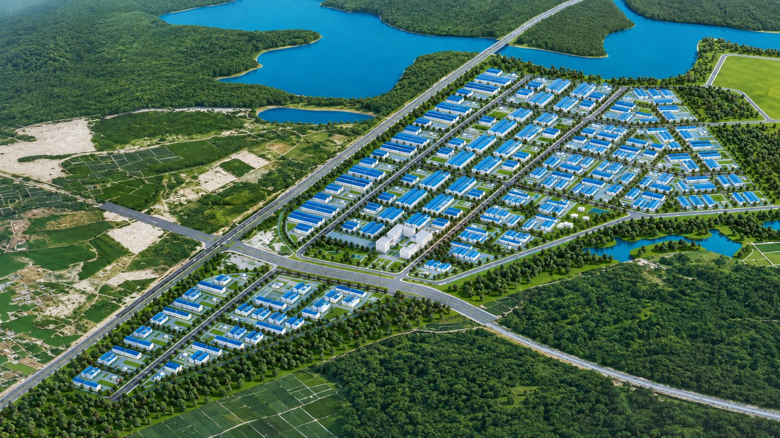 Aerial visualization of the future Phuoc An Industrial Park